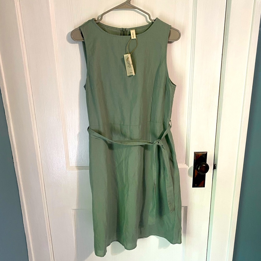 Grae Cove Linen Sleeveless Sage Green Midi Dress
